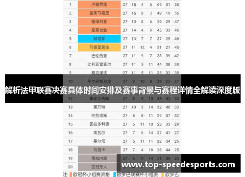 解析法甲联赛决赛具体时间安排及赛事背景与赛程详情全解读深度版